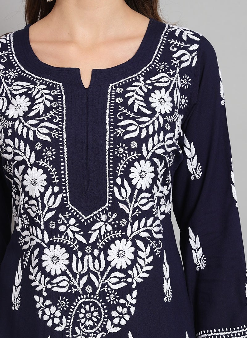 Alaya Women Hand Embroidered Chikankari Cotton kurta set-AL3451KS  - Image 5