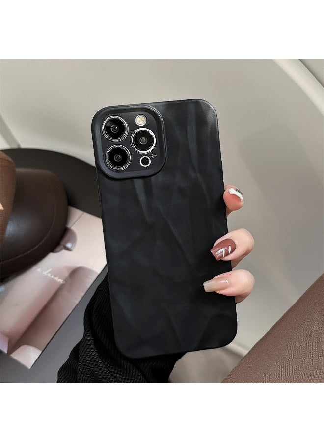 NIBEMINENT Texture Wrinkles Protective TPU Case Cover For iPhone 16 Plus, Black