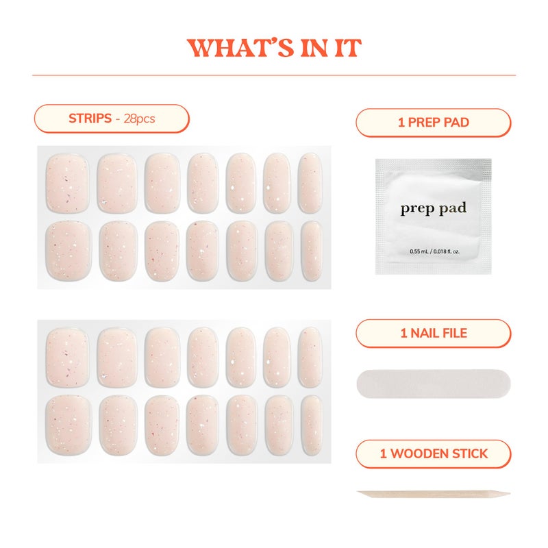 Heyhae Semi Cured Gel Nail Strips | No LED Lamp Needed | Summer, Solid, Yellow | Easy Apply & Remove, Salon Quality | Includes 28 Strips, 1 Prep Pads, Nail File & Wooden stick - Hey, Sweet Glaze - Image 4