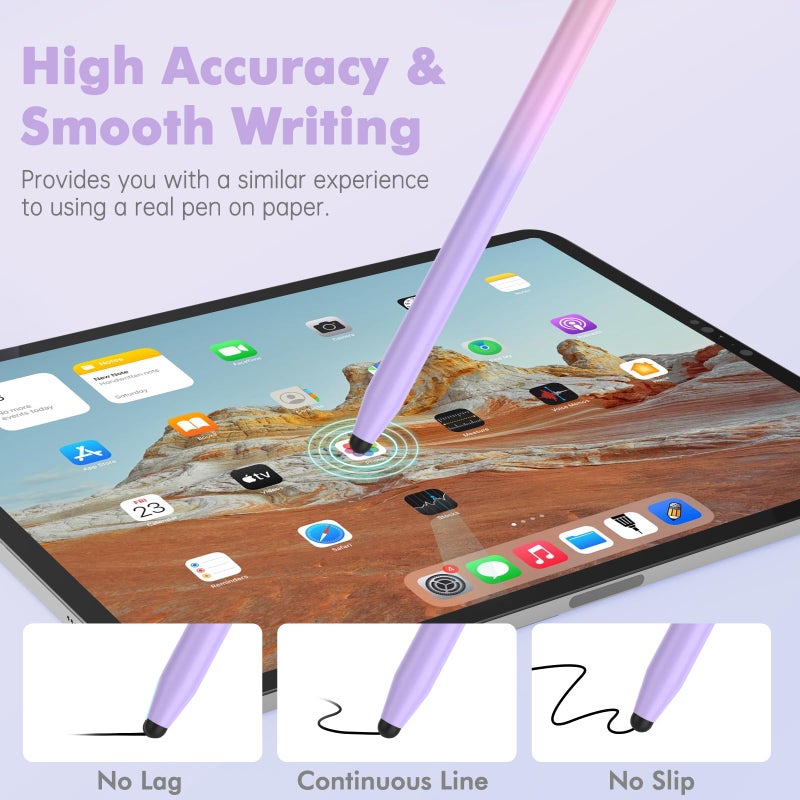 STYLUSHOME 5Pcs Stylus Pens, 2 in 1 Stylus Pen for Touchscreen High Sensitivity Capacitive Stylus for iPad, iPhone, Android Samsung Tablets Skylight Calendar All Universal Touchscreen Devices with 10 Rubber Tips - Image 4