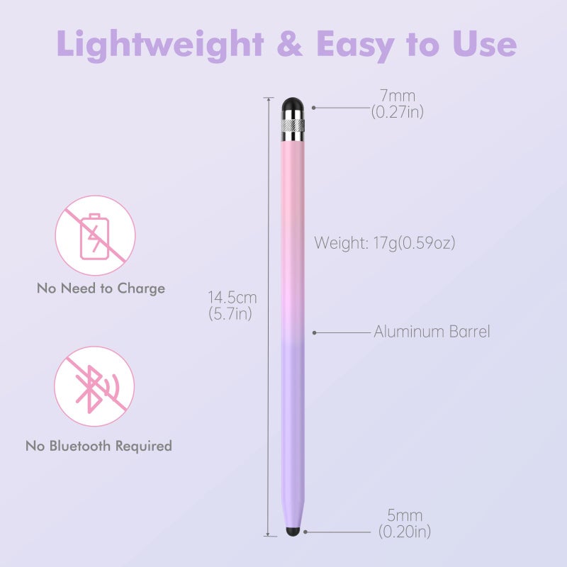 STYLUSHOME 5Pcs Stylus Pens, 2 in 1 Stylus Pen for Touchscreen High Sensitivity Capacitive Stylus for iPad, iPhone, Android Samsung Tablets Skylight Calendar All Universal Touchscreen Devices with 10 Rubber Tips - Image 2
