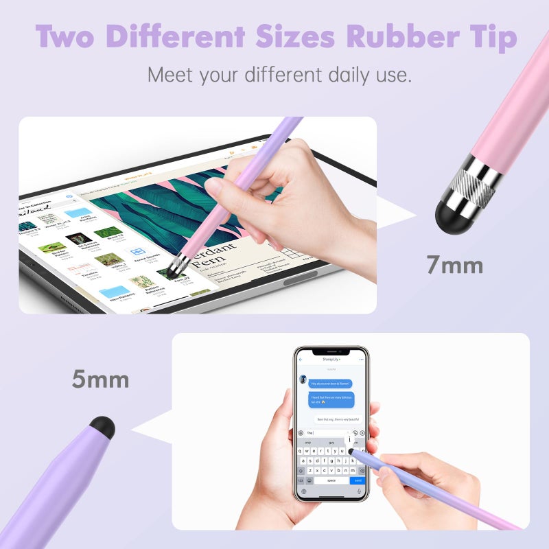 STYLUSHOME 5Pcs Stylus Pens, 2 in 1 Stylus Pen for Touchscreen High Sensitivity Capacitive Stylus for iPad, iPhone, Android Samsung Tablets Skylight Calendar All Universal Touchscreen Devices with 10 Rubber Tips - Image 3