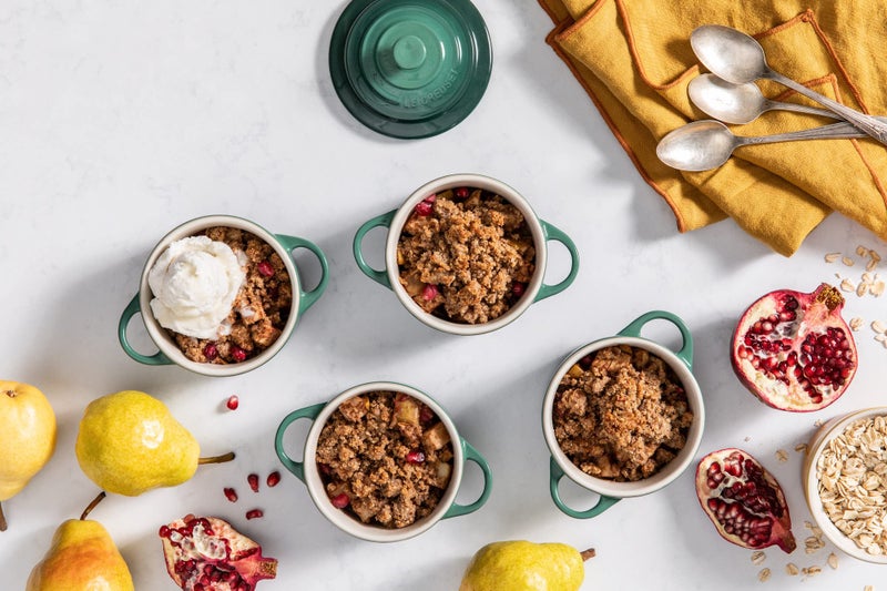 Le Creuset Stoneware Set of 4 Mini Cocottes with Cookbook, 8 oz. each, Artichaut - Image 3