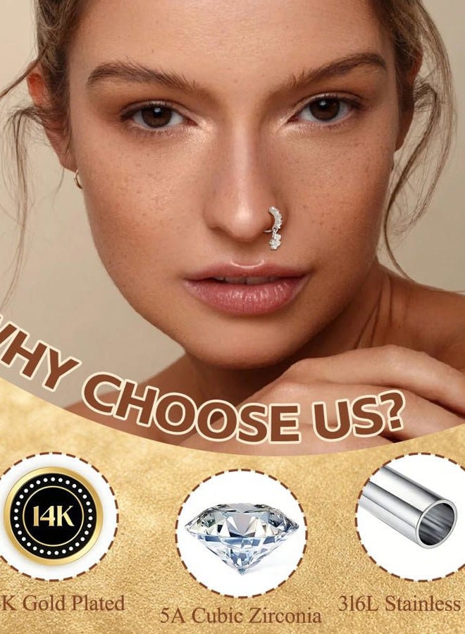 CASDAN 20Pcs 20G Surgical Steel Dangle Nose Rings for Women L Shaped Dangling Nose Rings Studs Hoops Stainless Steel Flower Butterfly Moon Dangle Nose Piercing Jewelry(Gold/Silver Color) - Image 4