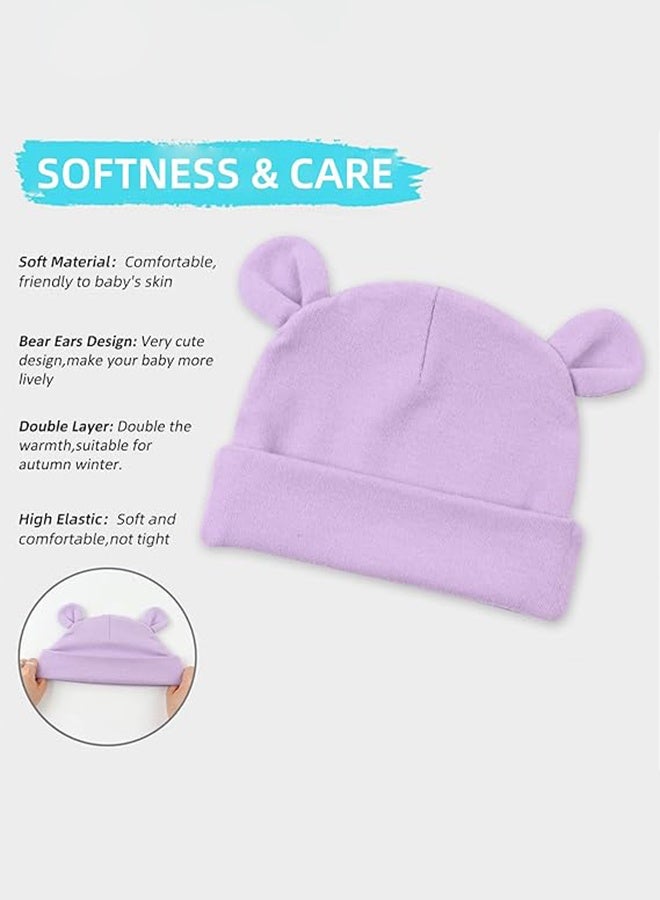 Sweet Life Newborn Baby Girls Hospital Hat Thick Cute Bear Ear Cotton Baby Boy Beanie for 0-6Months - Image 2