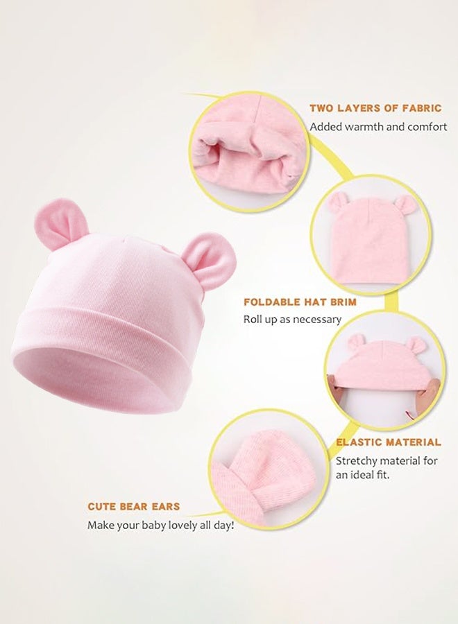 Sweet Life Newborn Baby Girls Hospital Hat Thick Cute Bear Ear Cotton Baby Boy Beanie for 0-6Months - Image 5