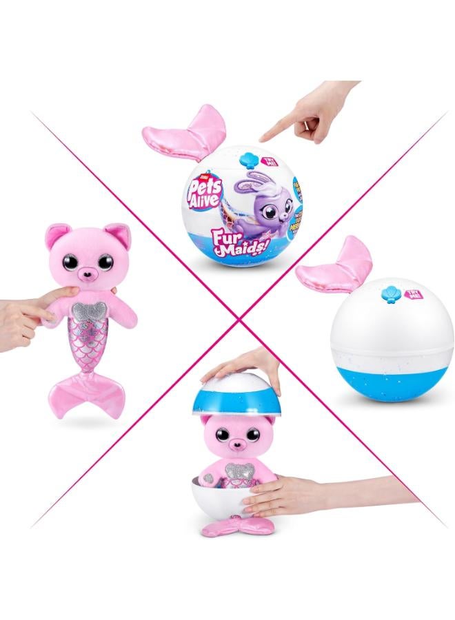 ZURU Pets Alive ZURU Furmaids (Pink Kitten) Interactive Mermaid Soft Toy with Luminous Sound for Girls - Image 3