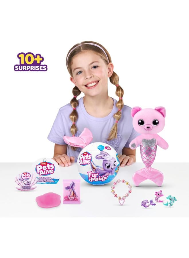 ZURU Pets Alive ZURU Furmaids (Pink Kitten) Interactive Mermaid Soft Toy with Luminous Sound for Girls - Image 4