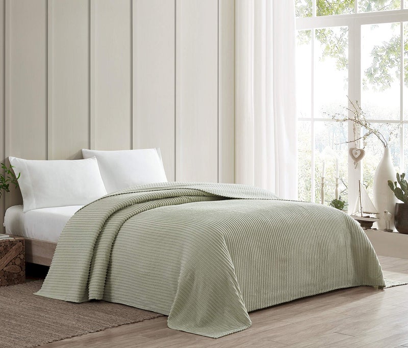 Beatrice Home Fashions Channel Chenille Bedspread, Queen, Sage - Image 2