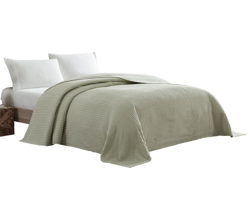 Beatrice Home Fashions Channel Chenille Bedspread, Queen, Sage - Image 1