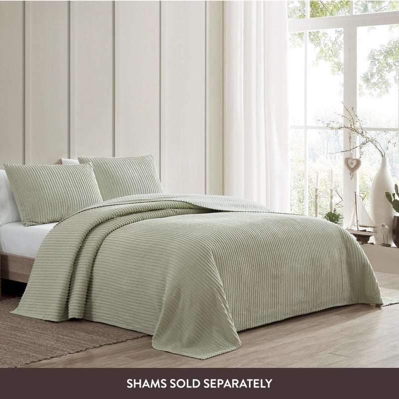 Beatrice Home Fashions Channel Chenille Bedspread, Queen, Sage - Image 4