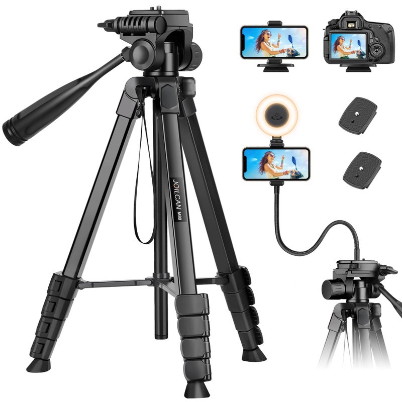 JOILCAN 206 cm Camera Tripod Camera Stand, Gooseneck Smartphone Tripod for iPhone with Remote Control & Phone Holder, Lightweight Aluminium Tripod Camera for DSLR Canon Nikon - Image 1