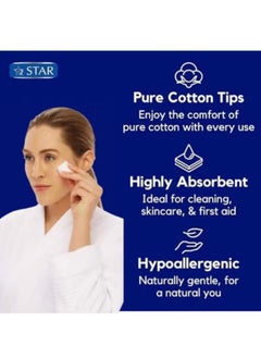 Star 100% Pure Cotton Balls (100 Pcs x 2 Pack) – Soft, Absorbent, Lint-Free & Hypoallergenic Makeup Balls – Perfect for Baby Care, Makeup Removal, and First Aid Cotton Round Balls  - Image 2