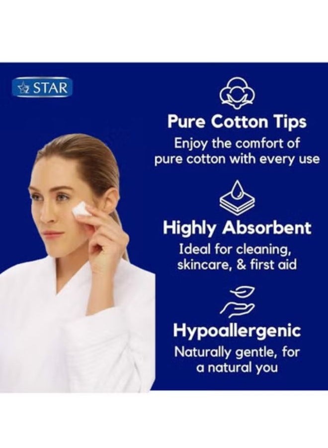 ستار كرات قطنية نقية 100% (100 قطعة × عبوتين) - كرات مكياج ناعمة، ماصة، خالية من الوبر ومضادة للحساسية - مثالية للعناية بالطفل، وإزالة المكياج، والإسعافات الأولية. كرات قطنية مستديرة - Image 2