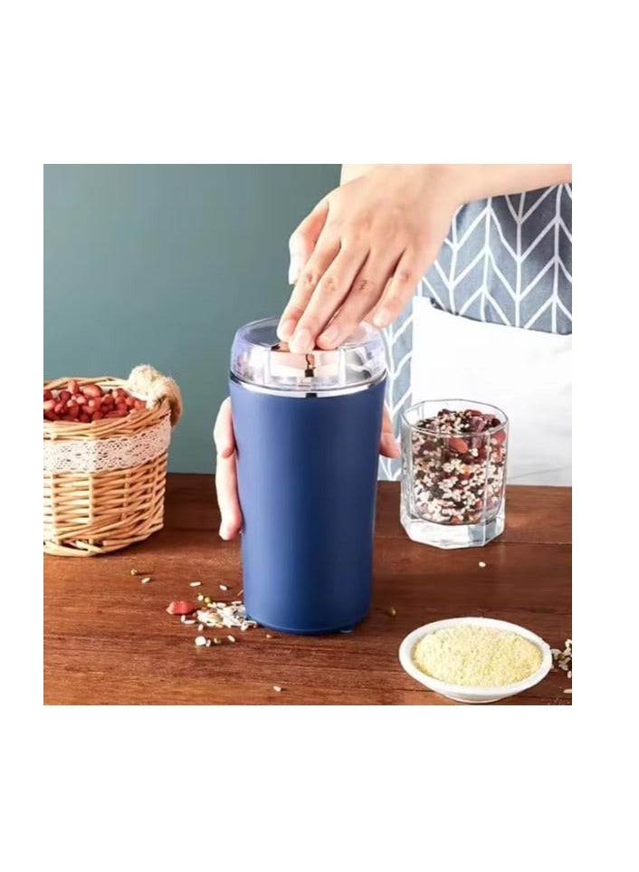 Premium Coffee Bean Grinder, Electric Spices Grinder Mill With Stainless Steel Blade, Electric Beans Spices Grains Herbs Peanuts Nuts Seeds Coffee Mill Machine Dark Blue Color