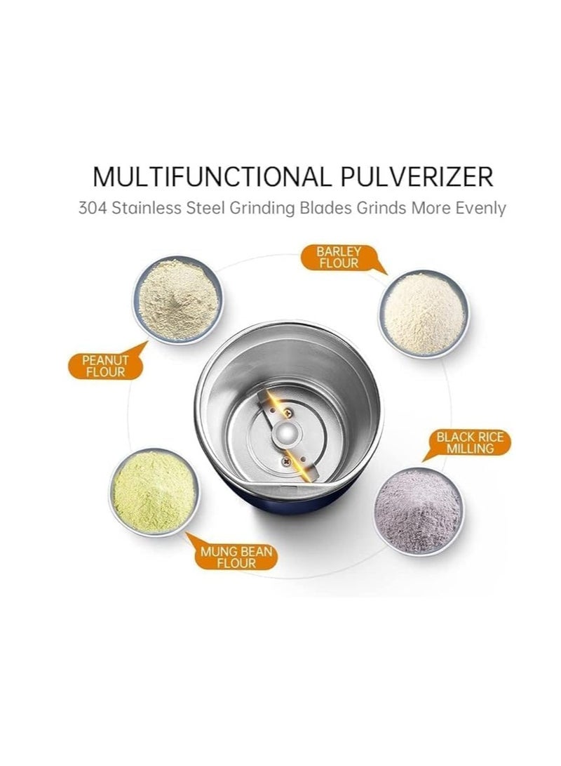 Premium Coffee Bean Grinder, Electric Spices Grinder Mill With Stainless Steel Blade, Electric Beans Spices Grains Herbs Peanuts Nuts Seeds Coffee Mill Machine Dark Blue Color - Image 3