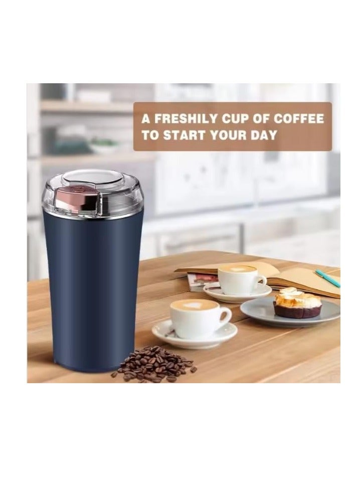 Premium Coffee Bean Grinder, Electric Spices Grinder Mill With Stainless Steel Blade, Electric Beans Spices Grains Herbs Peanuts Nuts Seeds Coffee Mill Machine Dark Blue Color - Image 5