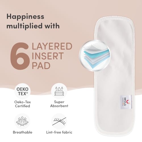 Mylo Leak-Proof Baby Cloth Diaper Combo (1 Diapers + 1 Inserts) | Free Size (3M-3Y) | High Absorption | Quick Dry | Oeko-Tex Certified | Washable - Purple Love - Image 3