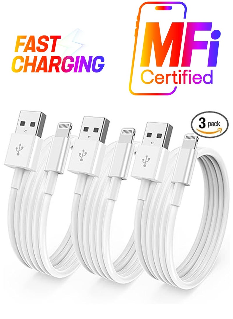 X-level 3 Pack USB Charging Cable For Apple iPhone White,1.0m,1.5m, 2.0m,USB to L cable compatible with iPhone 14 /13 /12 /11 /Pro /XS /Max /XR /X /8 Plus /8 /7 Plus /7 /6s Plus  - Image 1