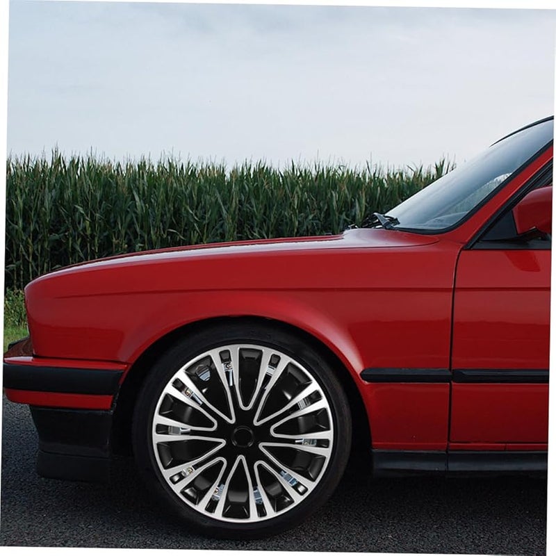 غطاء عالمي مقاس 14 بوصة للجنط باللون الفضي والأسود لحماية عجلات السيارات وسيارات الدفع الرباعي، سهل التركيب - Image 5