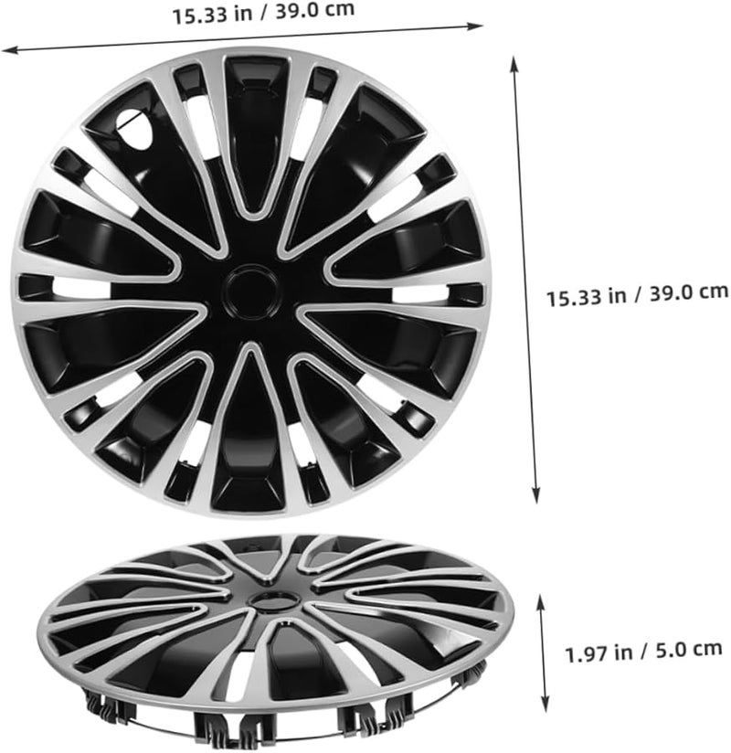 غطاء عالمي مقاس 14 بوصة للجنط باللون الفضي والأسود لحماية عجلات السيارات وسيارات الدفع الرباعي، سهل التركيب - Image 3