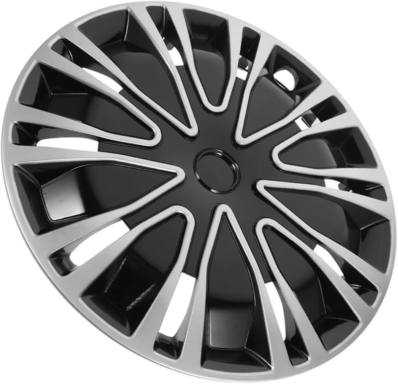 غطاء عالمي مقاس 14 بوصة للجنط باللون الفضي والأسود لحماية عجلات السيارات وسيارات الدفع الرباعي، سهل التركيب - Image 2