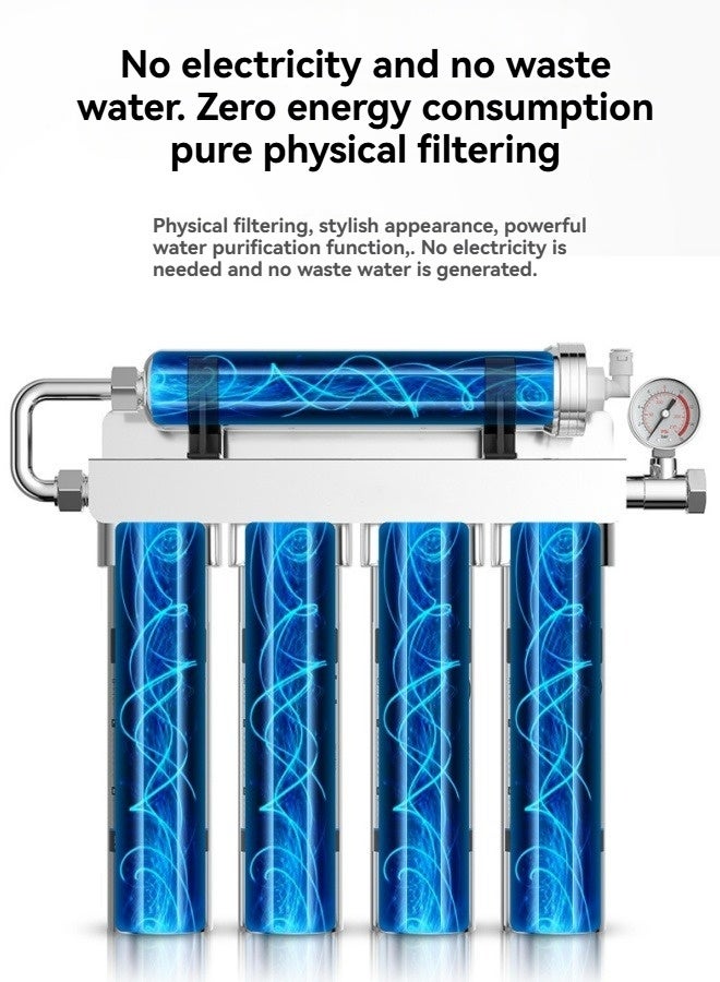 إم مياويان يتميز جهاز تنقية المياه المنزلي هذا بنظام ترشيح فائق الجودة بسمك فلتر 0.01 ميكرومتر، ومجهز بمقياس ضغط في الوقت الفعلي، ومعدل كلورة 99.99% لمرشحات المياه الداخلة والخارجة أسفل الحوض (بما في ذلك 5 مرشحات وصنبور واحد). - Image 5