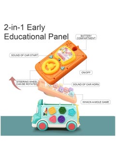 Y&D Cute Stone Push Pull Bus Toy, Baby Musical Learning Toys with Sound & Light, Whack-a-Mole Game, Shape Matching, Gear, Toy Clock, Activity Early Education Gift for Toddler Boys Girls  - Image 4