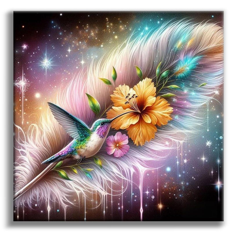 Offito Hummingbird Diamond Art Kits for Adults Flowers Hummingbird 5D Diamond Painting Kits for Beginners Feathers Hummingbirds DIY Full Drill Dots Gem Art Paint for Home Wall Decor 14 x 14 Inch - Image 3
