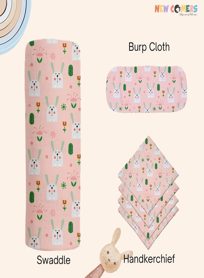 NEW COMERS Baby Muslin Cloth Set | 6 Pcs Double Layered Pure Cotton Swaddle Wrap | Soft & Absorbent Baby Burp Cloth & Reusable Washcloth Towels, White (SBW_03) - Image 2