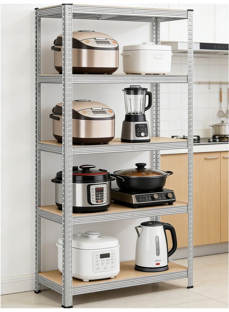 Yoawllty 5-Tier Thickened Storage Rack & Storage Shelves - No-Screw Assembly Shelving, Easy to Disassemble Kitchen Storage Rack for Garage, Kitchen, Basement & Pantry 【silver】 - Image 2