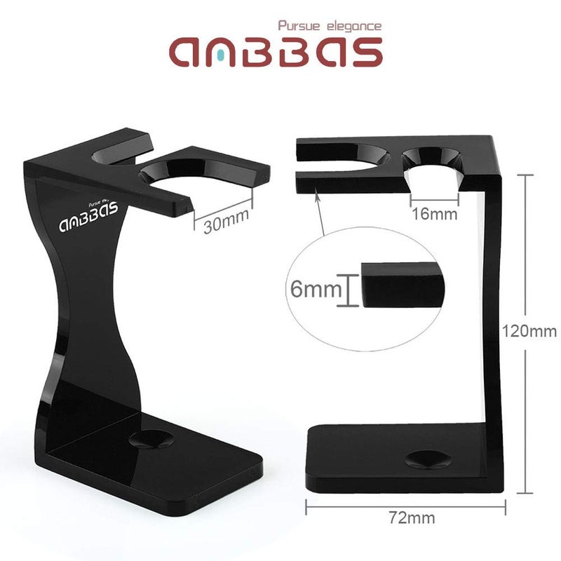 Anbbas Shaving Brush Synthetic Badger Hair with Stainless Steel Shaving Bowl,Black Acrylic Shaving Stand Holer for DE Razor Men Traditional Shave - Image 4