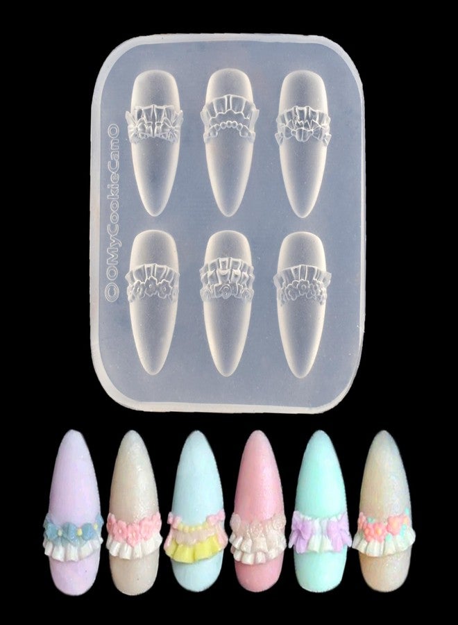 LIFOOST Nail Mold for Nail Art 3D Flowers Nail Charms Cream Lace Pleated Skirt French Design Mold DIY Manicure 3D Carving Template - Image 1