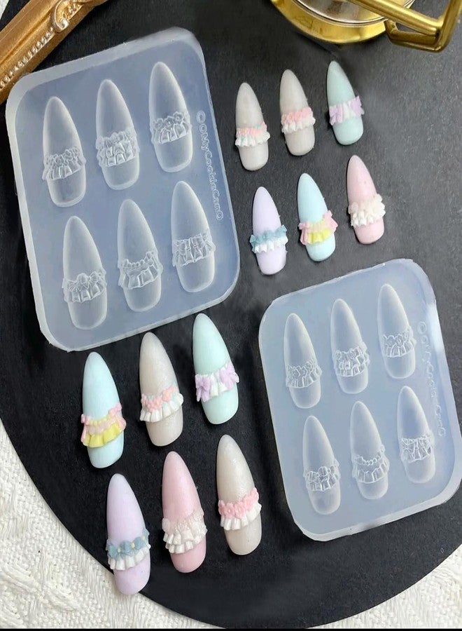 LIFOOST Nail Mold for Nail Art 3D Flowers Nail Charms Cream Lace Pleated Skirt French Design Mold DIY Manicure 3D Carving Template - Image 4