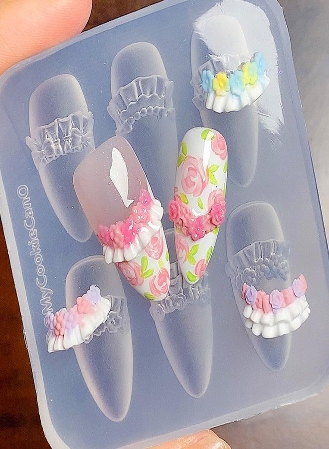 LIFOOST Nail Mold for Nail Art 3D Flowers Nail Charms Cream Lace Pleated Skirt French Design Mold DIY Manicure 3D Carving Template - Image 3