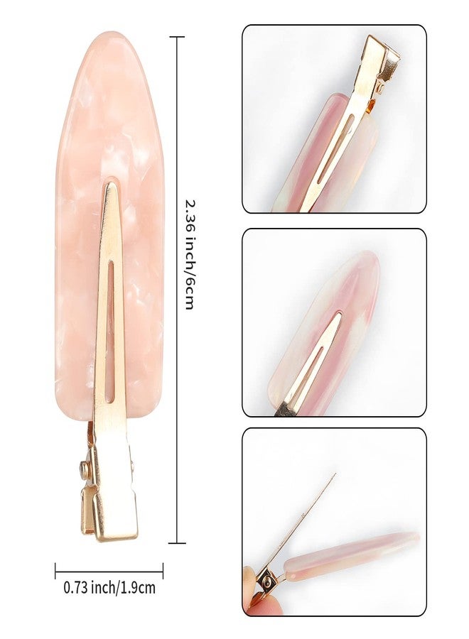 Aaiffey 8PCS No Bend Hair Clips,Pink No Crease Hair Clips for Styling Acrylic Resin Flat Clip Curl Small Pin Bang Seamless Hair Barrette for Women Girls Hairstyle Accessories - Image 2