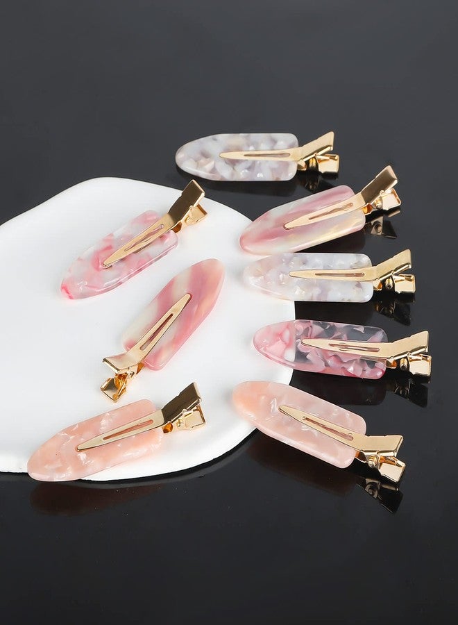 Aaiffey 8PCS No Bend Hair Clips,Pink No Crease Hair Clips for Styling Acrylic Resin Flat Clip Curl Small Pin Bang Seamless Hair Barrette for Women Girls Hairstyle Accessories - Image 3