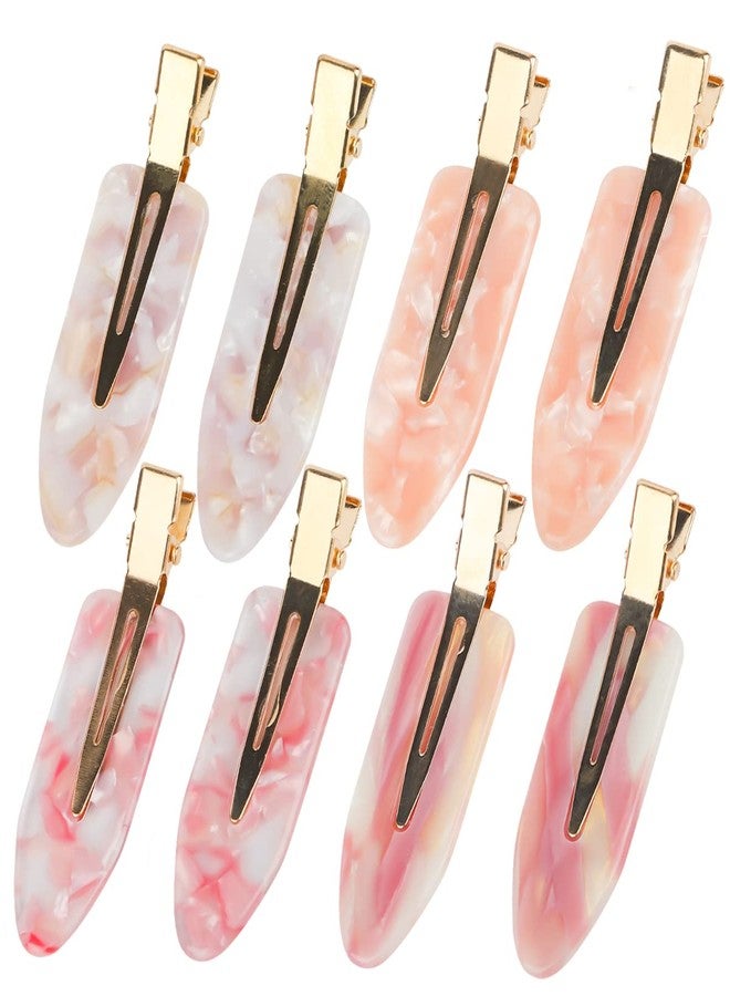 Aaiffey 8PCS No Bend Hair Clips,Pink No Crease Hair Clips for Styling Acrylic Resin Flat Clip Curl Small Pin Bang Seamless Hair Barrette for Women Girls Hairstyle Accessories - Image 1