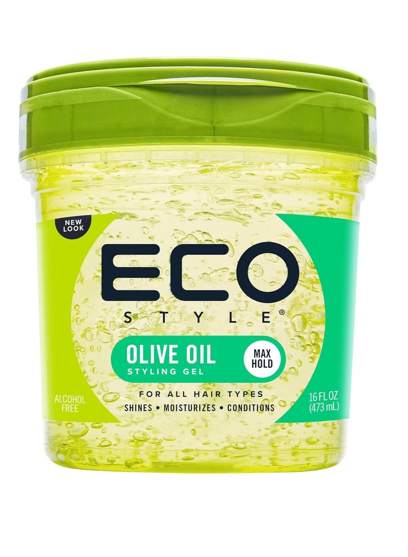 ECO جل تصفيف زيت الزيتون إيكو ستايل 473 مل | تثبيت وتألق أقصى لجميع أنواع الشعر - Image 1