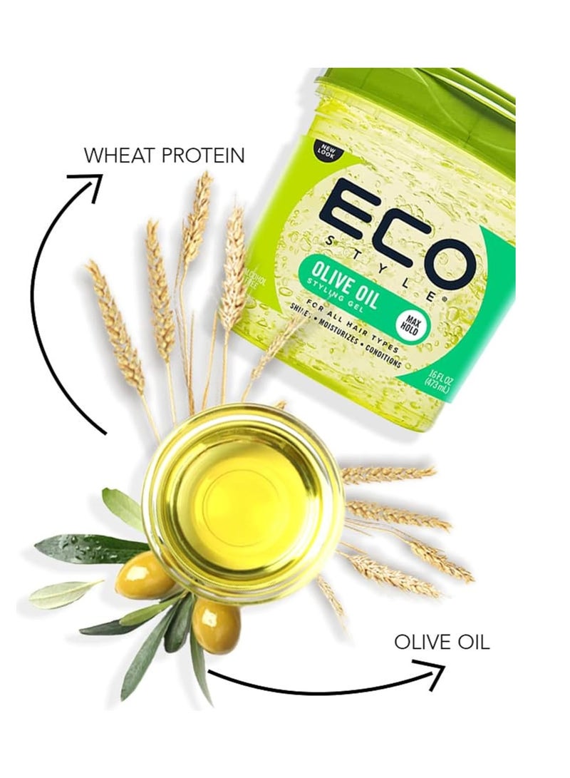 ECO جل تصفيف زيت الزيتون إيكو ستايل 473 مل | تثبيت وتألق أقصى لجميع أنواع الشعر - Image 3
