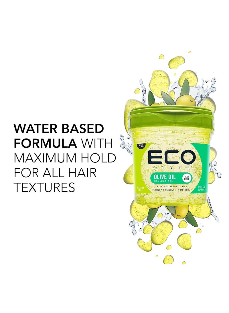 ECO جل تصفيف زيت الزيتون إيكو ستايل 473 مل | تثبيت وتألق أقصى لجميع أنواع الشعر - Image 4