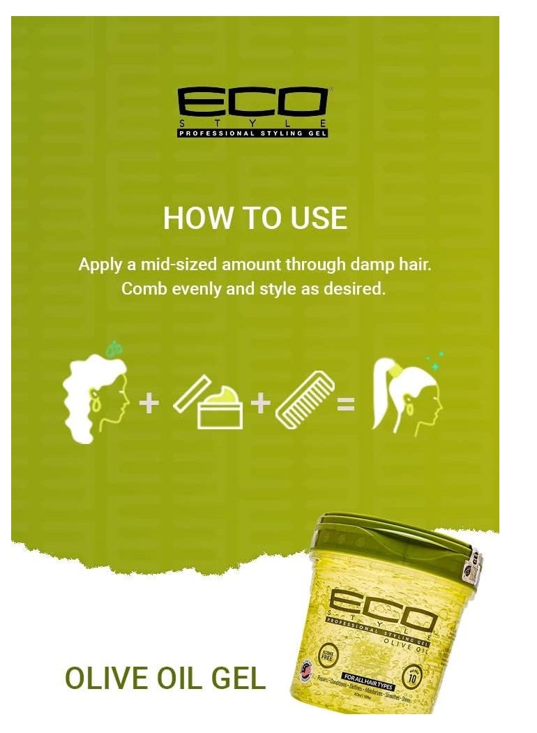 ECO جل تصفيف زيت الزيتون إيكو ستايل 473 مل | تثبيت وتألق أقصى لجميع أنواع الشعر - Image 5