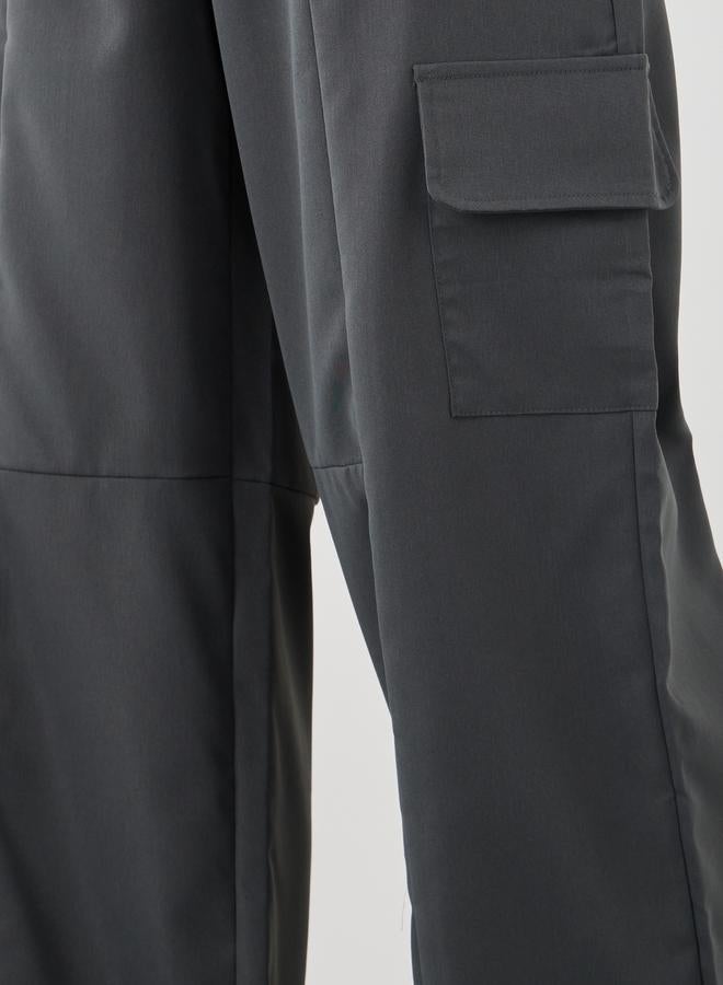 Take Two Take Two Women Grey Solid Flat Front Cargo Pants with Belt Loops  - Image 3