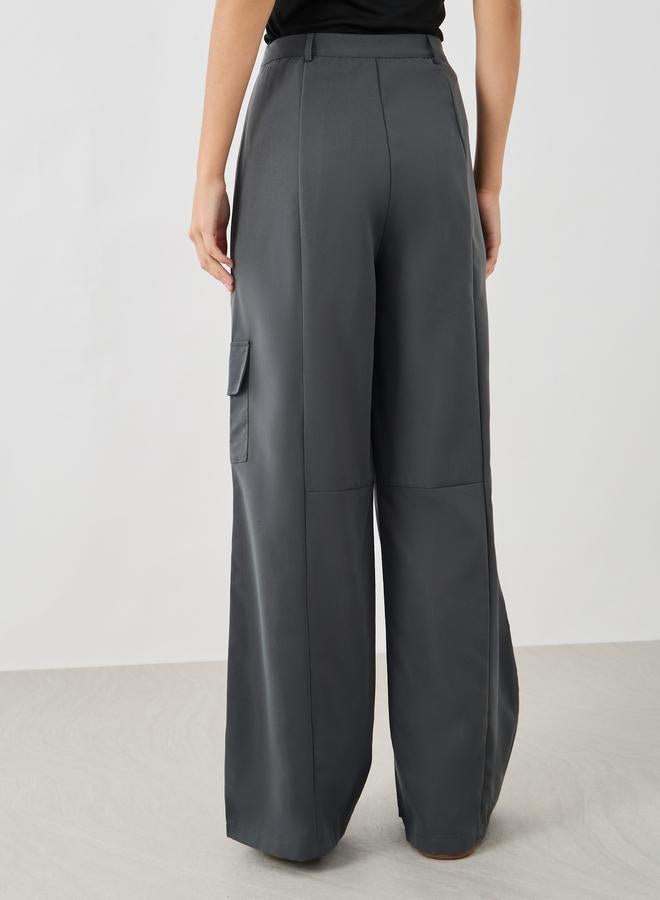 Take Two Take Two Women Grey Solid Flat Front Cargo Pants with Belt Loops  - Image 4