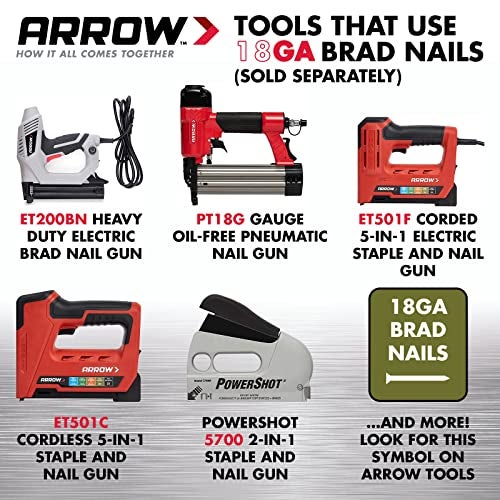 Arrow Fastener Arrow BN1820CS 18-Gauge Steel Brad Nails for Molding, Cabinets, Framing, Trim, and Finishing, Safe to Use with Electric or Battery Powered Nailers, Steel, 1-1/4 Inch, 1000 Pack - Image 3