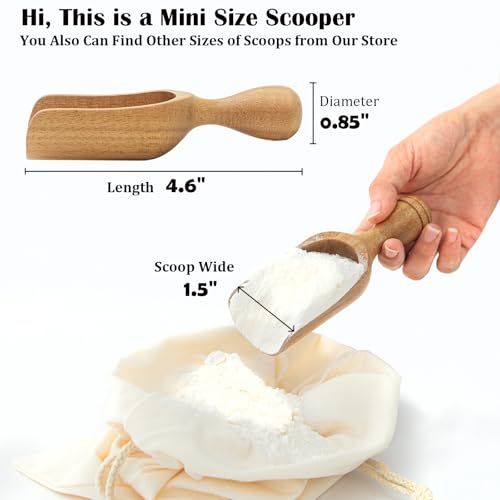 CDEHQFB Wooden Scoops for Canisters 2PCS Wooden Scoop for Jars Acacia Small Measuring Spoons for Ground Coffee Scoops Shovel Mini Kitchen Scooper for Tea Powder Bath Salt Laundry Detergent Shove- Multipurpose - Image 2