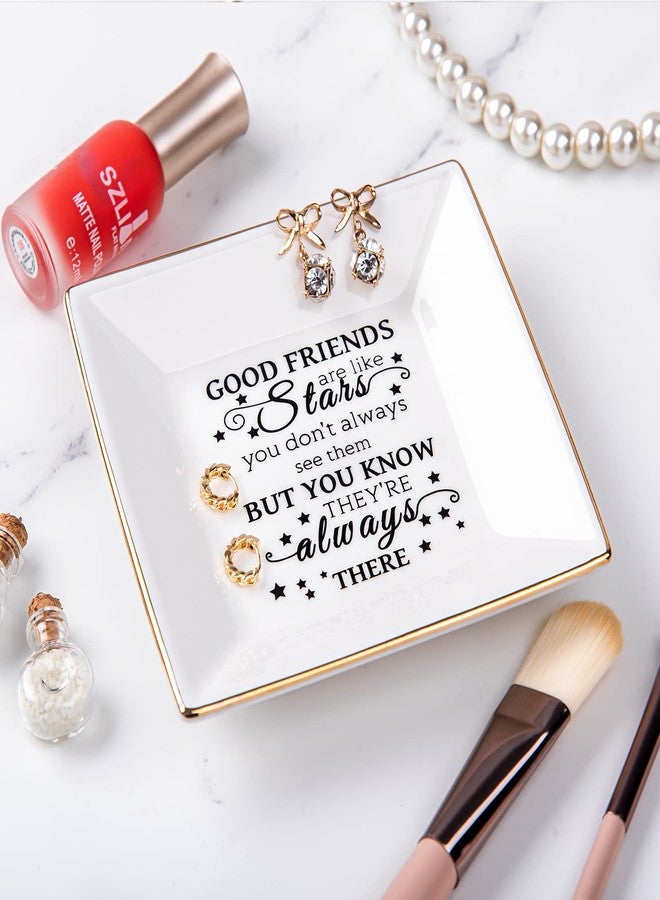 Kaidouma Friend Gifts for Women - Ceramic Ring Trinket Dish Jewelry Tray - Birthday for Her Best Friends Female - Friendship Gifts for Women Friends - Good Friends are Like Stars Gift - Image 3