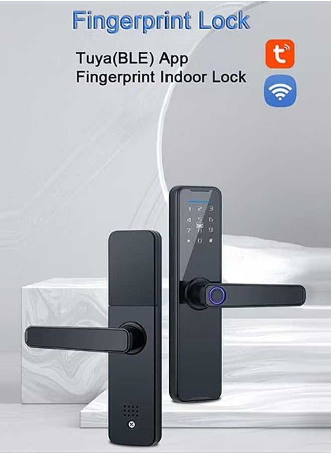 Captaintech Smart Lock Fingerprint Lock Door Lock Keypad Door Lock with Handle Fingerprint Electronic Deadbolt Door Lock Smart Door Lock Compatible with Tuya APP  - Image 2