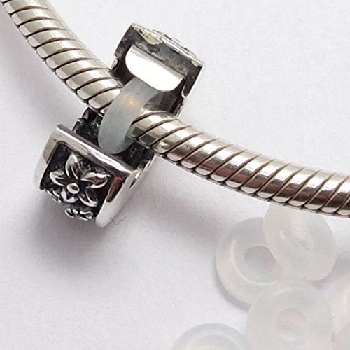 RUBYCA 40pcs White Silver Plated Clip Lock Stopper Clasp Beads fit European Charm Bracelet Model 074 - Image 4