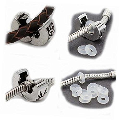 RUBYCA 40pcs White Silver Plated Clip Lock Stopper Clasp Beads fit European Charm Bracelet Model 074 - Image 5